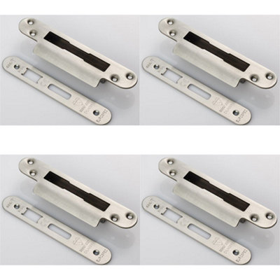 Loops 4 PackBs8621 Cylinder Sashlock Forend Strike & Fixing Pack Set- Satin Steel Radius