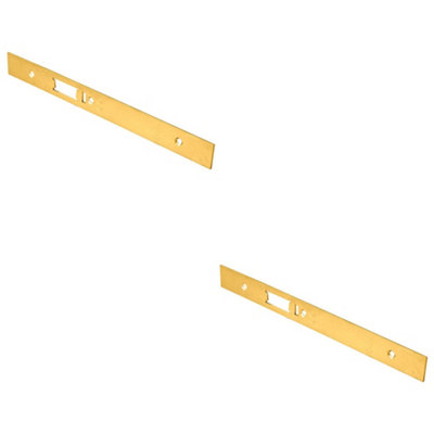 B&Q -  2 PackDin Anti Thrust Nightlatch Forend Strike & Fixing Pack Set- Brass Pvd Square