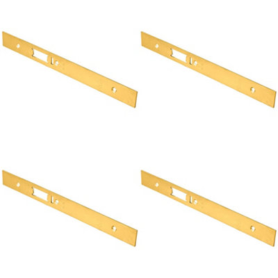 B&Q -  4 PackDin Anti Thrust Nightlatch Forend Strike & Fixing Pack Set- Brass Pvd Square