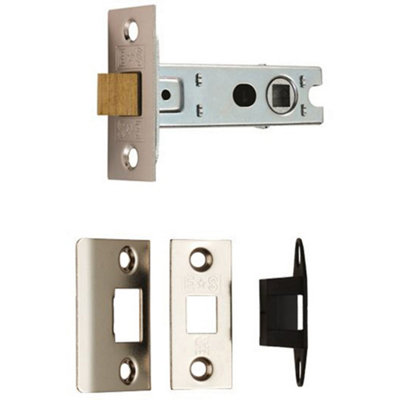 Loops 64mm Bolt Through Tubular Door Latch Square Strike Plate Forend Nickel Plated from B&Q