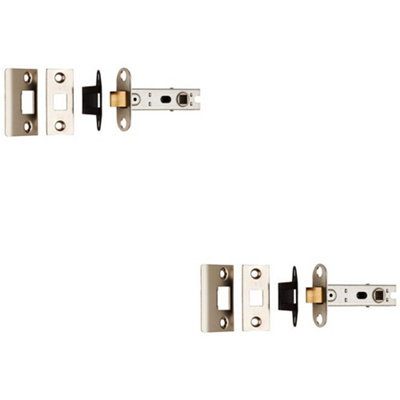 Loops 2 Pack76mm Bolt Through Tubular Door Latch Square Strike Plate Forend Nickel Plated from B&Q