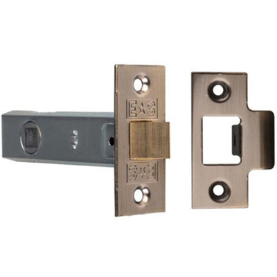 Loops 64mm Standard Tubular Door Latch Square Strike Plate & Forend Florentine Bronze from B&Q
