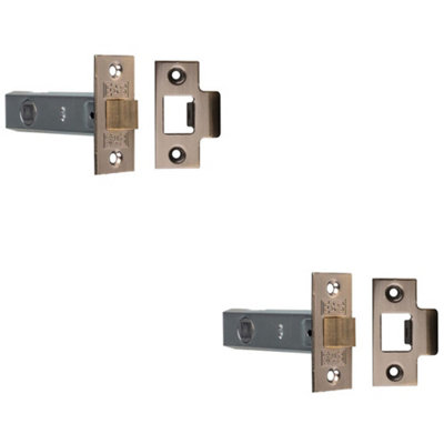 Loops 2 Pack64mm Standard Tubular Door Latch Square Strike Plate & Forend Florentine Bronze from B&Q