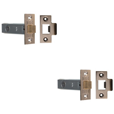 Loops 2 Pack76mm Standard Tubular Door Latch Square Strike Plate & Forend Florentine Bronze from B&Q