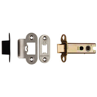 Loops 76mm Heavy Sprung Tubular Door Latch Rounded Strike Plate & Forend Bright Steel from B&Q