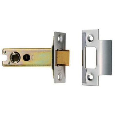 Loops 76mm Heavy Sprung Tubular Door Latch Square Strike Plate & Forend Satin Steel from B&Q