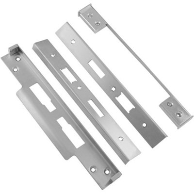 Loops Half Inch Architectural Rebate Set For Din LocksSatin Steel Door Strike Plate from B&Q