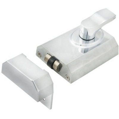 Loops Contract Rim Cylinder Rollerbolt Nightlatch 60mm Polished Chrome Door Lock from B&Q