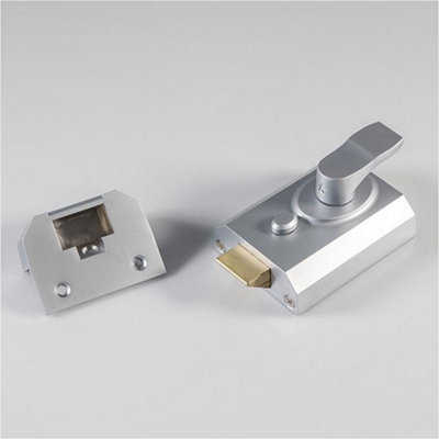Loops Deadlocking Rim Cylinder Nightlatch 60mm Satin Chrome Door Security Lock from B&Q