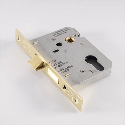 Loops 76mm Contract Euro Profile Sashlock Square Forend Electro Brassed Door Latch from B&Q