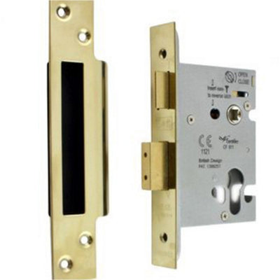 Loops Euro Profile Architectural Sashlock 64mm Brass Pvd Steel Door Latch from B&Q