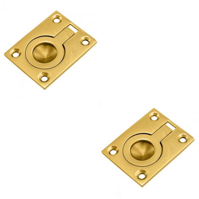 Loops 2 PackFlush Ring Recessed Pull Handle 63 X 50mm 12mm Depth Polished Brass Sliding Door from B&Q