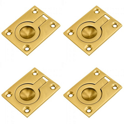 Loops 4 PackFlush Ring Recessed Pull Handle 63 X 50mm 12mm Depth Polished Brass Sliding Door from B&Q