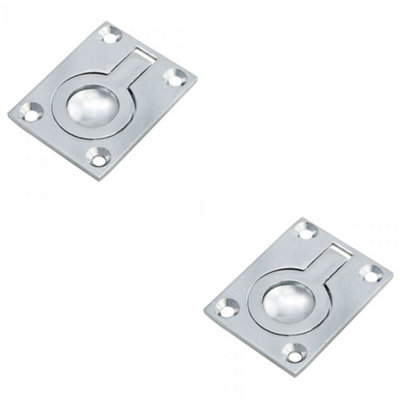 Loops 2 PackFlush Ring Recessed Pull Handle 63 X 50mm 12mm Depth Polished Chrome Sliding from B&Q