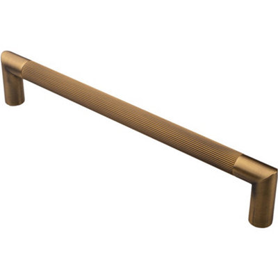 Loops Mitred Reeded Door Pull Handle320mm X 20mm300mm Centres Antique Brass