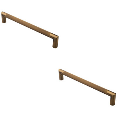 Loops 2 PackMitred Reeded Door Pull Handle320mm X 20mm300mm Centres Antique Brass