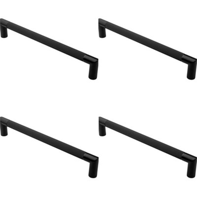 Loops 4 PackMitred Reeded Door Pull Handle320mm X 20mm300mm Centres Matt Black