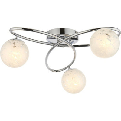 Loops Chrome Semi Flush Low Ceiling LightWhite Confetti Multi Arm Glass3 X 3W Led G9 from B&Q