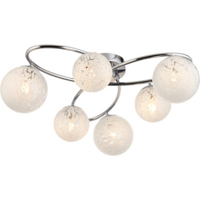 Loops Chrome Semi Flush Low Ceiling LightWhite Confetti Multi Arm Glass6 X 3W Led G9 from B&Q