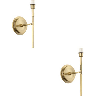 Loops 2 Pack Indoor Antique Brass Plate Wall LightDimmable 6W Led E14 from B&Q