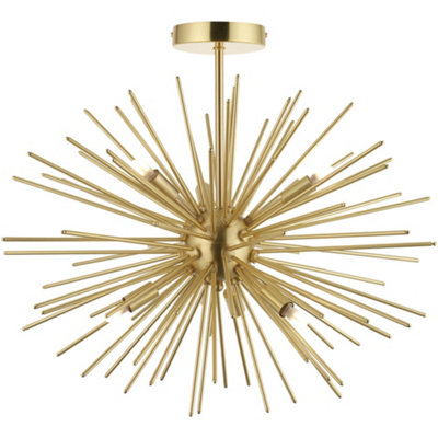 Loops Satin Brass Semi Flush Low Ceiling LightMulti Arm Lamp6 X 3W Led G9 from B&Q