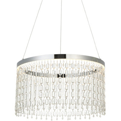 B&Q -  Hanging Ceiling Pendant LightChrome Plate & Clear Crystal Glass19.67W Led (Smd 2835) Warm White