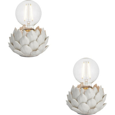 Loops 2 Pack Oatmeal Crackle Glaze Table LampAntique Brass Plate Shade100mm Tall Light10W Led E27 from B&Q