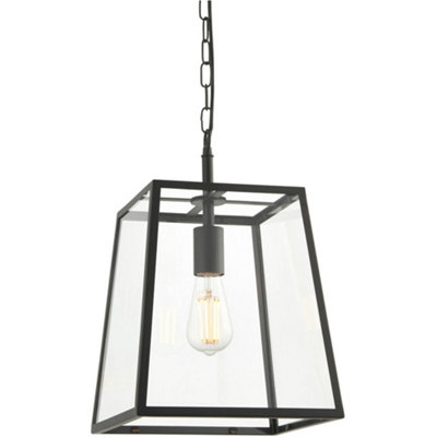 Loops Hanging Ceiling Pendant LightMatt Black & Clear Glass10W Led E27 from B&Q