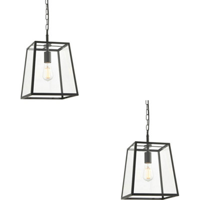 Loops 2 Pack Hanging Ceiling Pendant LightMatt Black & Clear Glass10W Led E27 from B&Q