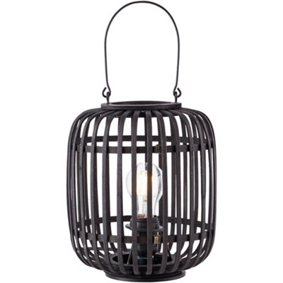 Loops Dark Bamboo Table LampPlywood With Matt Black Paint Shade270mm Tall Light10W Led E27 from B&Q