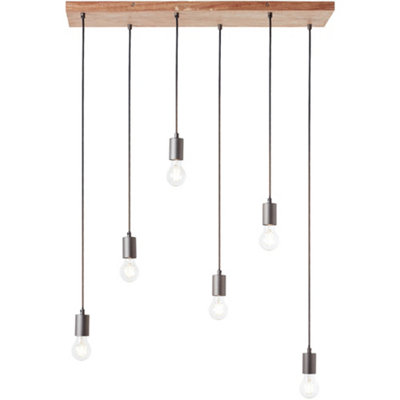 Loops Hanging Ceiling Pendant LightOak Stained Plywood & Anthracite Finish6 X 10W Led E27 from B&Q
