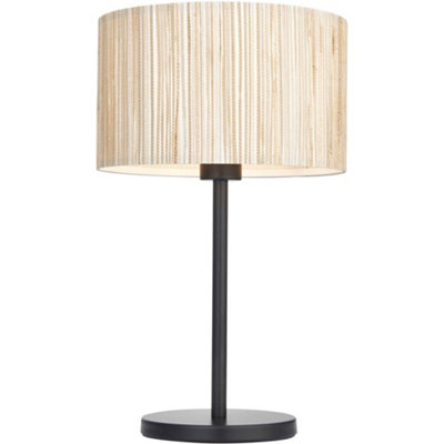 Loops Natural Seagrass Table LampMatt Black Shade410mm Tall Light10W Led E27 from B&Q