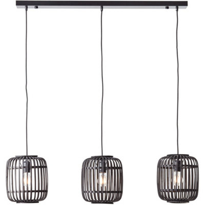 Loops Hanging Ceiling Bar Pendant LightDark Bamboo & Plywood With Matt Black Paint3 X 10W Led E27 from B&Q