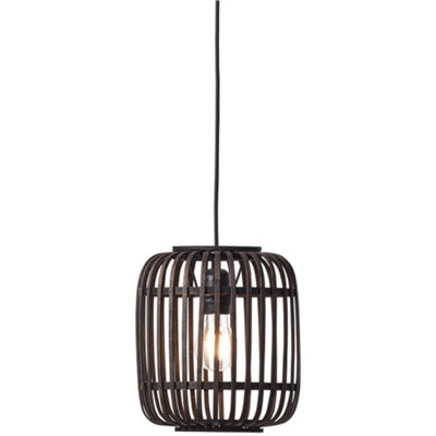 Loops Hanging Ceiling Pendant LightDark Bamboo & Plywood With Matt Black Paint10W Led E27 from B&Q