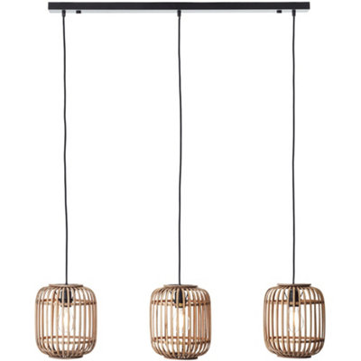 Loops Hanging Ceiling Bar Pendant LightNatural Bamboo Plywood & Matt Black Paint3 X 10W Led E27 from B&Q