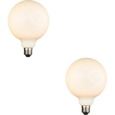 Loops 2 Pack Opal Glass 12W E27 G125 Led Light BulbDimmable Warm White1400Lm 3000K from B&Q