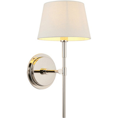 Loops Indoor Bright Nickel Plate Wall LightIvory Linen Mix Fabric ShadeDimmable 6W Led E14 from B&Q