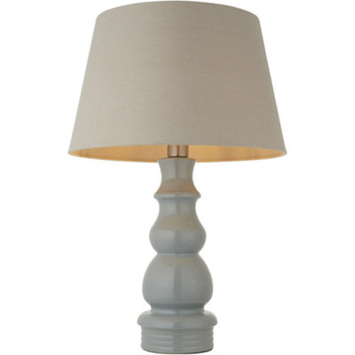 Loops Blue Grey Glaze & Satin Nickel Platetable Lamp685mm Tall Light from B&Q