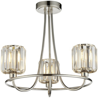 Loops Bright Nickel Semi Flush Low Ceiling LightClear Multi Arm Glass3 X 6W Led E14 from B&Q
