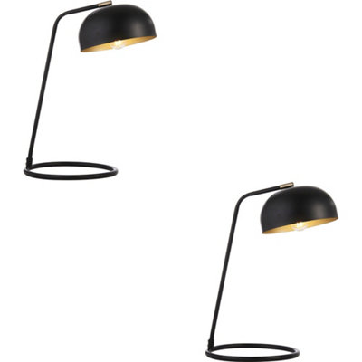 B&Q -  2 Pack Matt Black & Antique Brass Task LampAdjustable Industrial Shade Table Light