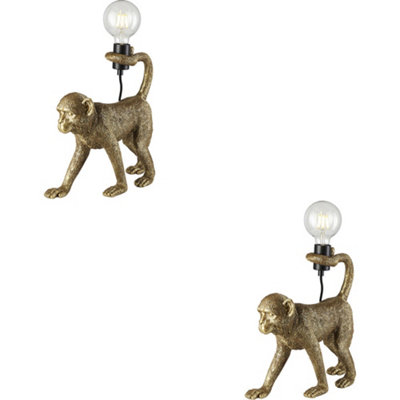 Loops 2 Pack Vintage Gold Paint Table LampMatt Black Shade375mm Tall Light10W Led E27 from B&Q