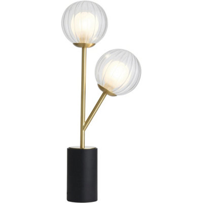 Loops Satin Brass Plate Table LampClear/frosted Glass Shade2X 3W Led G9 from B&Q