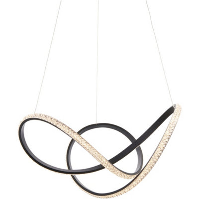 B&Q -  Hanging Ceiling Pendant LightTextured Black & Clear Faceted Acrylic42W Led (Smd 2835) Warm White