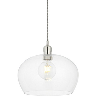 Loops Hanging Ceiling Pendant LightMedium Bright Nickel Plate & Clear Glass10W Led E27 from B&Q