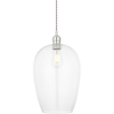 Loops Hanging Ceiling Pendant LightLarge Bright Nickel Plate & Clear Glass10W Led E27 from B&Q