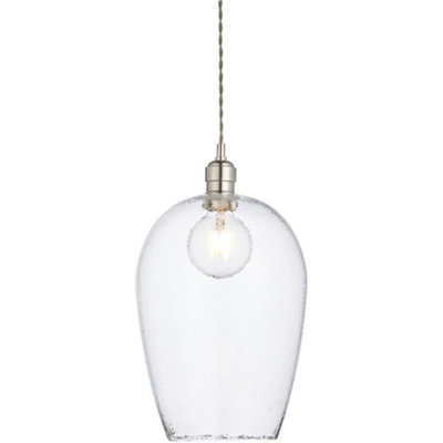 Loops Hanging Ceiling Pendant LightBright Nickel Plate & Clear Hammered Large Glass10W Led E27 from B&Q