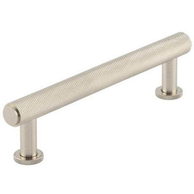 B&Q -  Luxurious 128mm Satin Nickel Knurled Cabinet Handle For Stylish InteriorsKitchen Drawer Pull Handle
