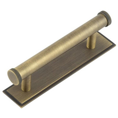 Loops Stylish 96mm Antique Brass Cabinet Handle With Stepped Backplate Kitchen Drawer Pull Handle from B&Q