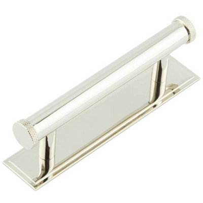 Loops Stylish 96mm Polished Nickel Cabinet Handle With Stepped Backplate Kitchen Drawer Pull Handle from B&Q