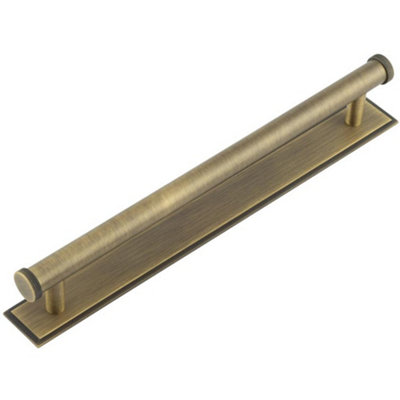 Loops Stylish 224mm Antique Brass Cabinet Handle With Stepped BackplateKitchen Drawer Pull Handle from B&Q